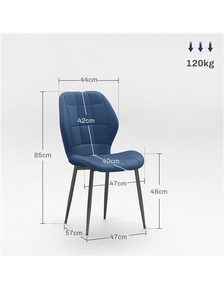 HOMCOM Set of Four Flannel Relaxed Tub Dining Chairs - Dark Blue 83A-135V70DB - pic 88222 | FastDaddyshop