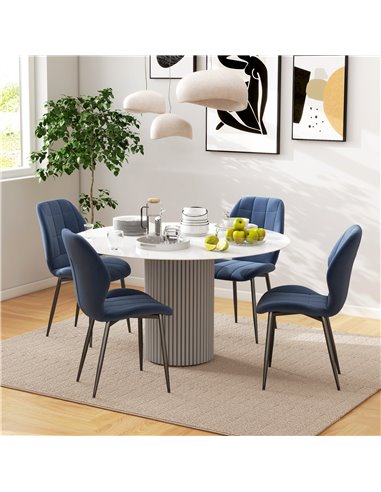 HOMCOM Set of Four Flannel Relaxed Tub Dining Chairs - Dark Blue 83A-135V70DB