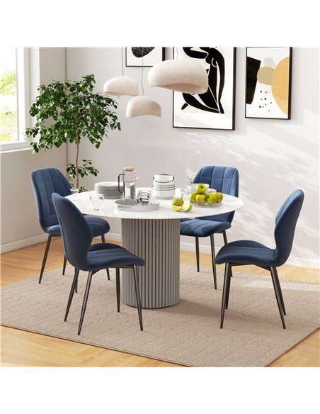 HOMCOM Set of Four Flannel Relaxed Tub Dining Chairs - Dark Blue 83A-135V70DB - pic 88223 | FastDaddyshop