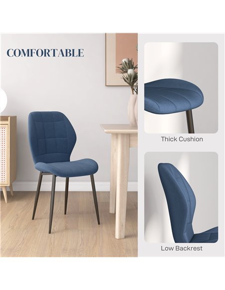 HOMCOM Set of Four Flannel Relaxed Tub Dining Chairs - Dark Blue 83A-135V70DB - pic 88224 | FastDaddyshop