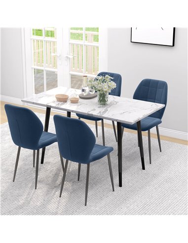 HOMCOM Set of Four Flannel Relaxed Tub Dining Chairs - Dark Blue 83A-135V70DB