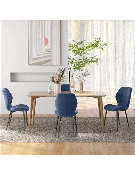 HOMCOM Set of Four Flannel Relaxed Tub Dining Chairs - Dark Blue 83A-135V70DB - pic 88227 | FastDaddyshop