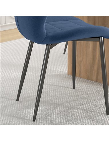 HOMCOM Set of Four Flannel Relaxed Tub Dining Chairs - Dark Blue 83A-135V70DB