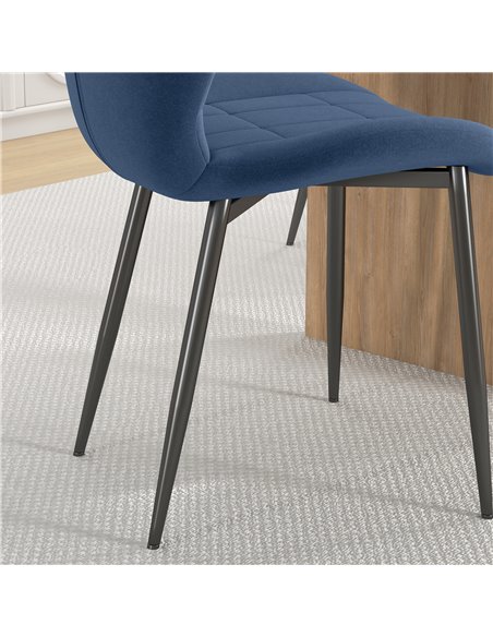 HOMCOM Set of Four Flannel Relaxed Tub Dining Chairs - Dark Blue 83A-135V70DB - pic 88228 | FastDaddyshop