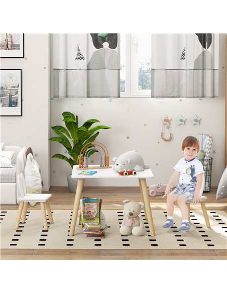 AIYAPLAY 3 Pcs Toddler Table and Chair Set, Kids Desk and 2 Chairs Set w/ Bunny Ear Backrest, for Nursery, Playroom 312-115V80WT - pic 88230 | FastDaddyshop