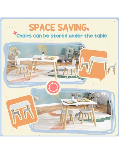 AIYAPLAY 3 Pcs Toddler Table and Chair Set, Kids Desk and 2 Chairs Set w/ Bunny Ear Backrest, for Nursery, Playroom 312-115V80WT