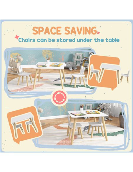 AIYAPLAY 3 Pcs Toddler Table and Chair Set, Kids Desk and 2 Chairs Set w/ Bunny Ear Backrest, for Nursery, Playroom 312-115V80WT - pic 88234 | FastDaddyshop