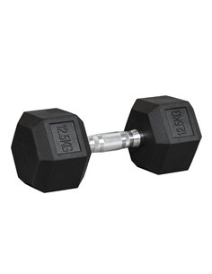 HOMCOM Hex Dumbbell 12.5KG Single Hex Rubber Dumbbell, Great for Every Fitness Fanatic, Helps Build Muscles, Black A91-020V01