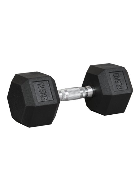 HOMCOM Hex Dumbbell 12.5KG Single Hex Rubber Dumbbell, Great for Every Fitness Fanatic, Helps Build Muscles, Black A91-020V01 - pic 88283 | FastDaddyshop