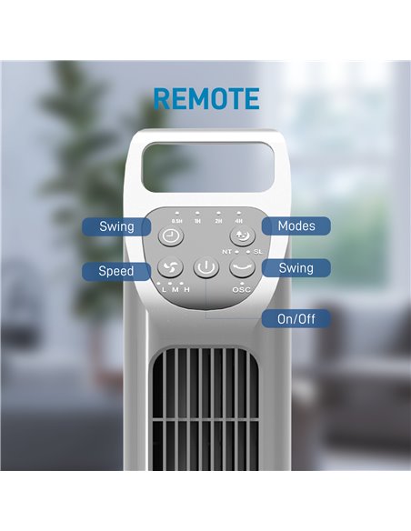 HOMCOM 31" Oscillating Tower Fan with Remote Control, 4H Timer, 3 Speed 3 Modes, Quiet Electric Floor Standing Fan for Home Offi - pic 88343 | FastDaddyshop