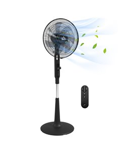 HOMCOM DC Pedestal Fan, 17.5'' Standing Fan w/ 28 Speeds, 3 Modes, 75° Oscillation, 12-Hour Timer, Adjustable Height, Mosquito R