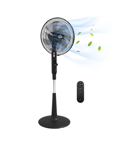 HOMCOM DC Pedestal Fan, 17.5'' Standing Fan w/ 28 Speeds, 3 Modes, 75° Oscillation, 12-Hour Timer, Adjustable Height, Mosquito R - pic 88346 | FastDaddyshop