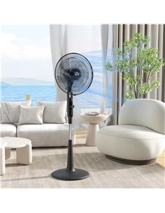 HOMCOM DC Pedestal Fan, 17.5'' Standing Fan w/ 28 Speeds, 3 Modes, 75° Oscillation, 12-Hour Timer, Adjustable Height, Mosquito R 2