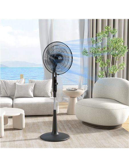 HOMCOM DC Pedestal Fan, 17.5'' Standing Fan w/ 28 Speeds, 3 Modes, 75° Oscillation, 12-Hour Timer, Adjustable Height, Mosquito R - pic 88347 | FastDaddyshop