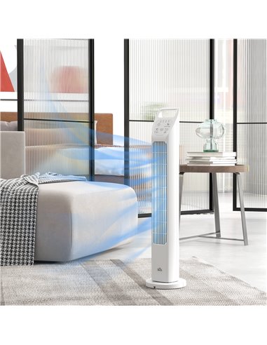 HOMCOM 31" Oscillating Tower Fan w/ Remote Control, 4H Timer, 3 Speed 3 Modes, Quiet Electric Floor Standing Fan for Home Office