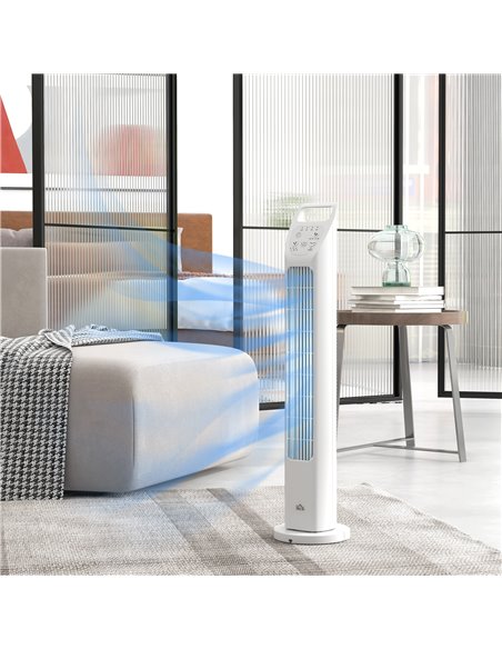 HOMCOM 31" Oscillating Tower Fan w/ Remote Control, 4H Timer, 3 Speed 3 Modes, Quiet Electric Floor Standing Fan for Home Office - pic 88356 | FastDaddyshop