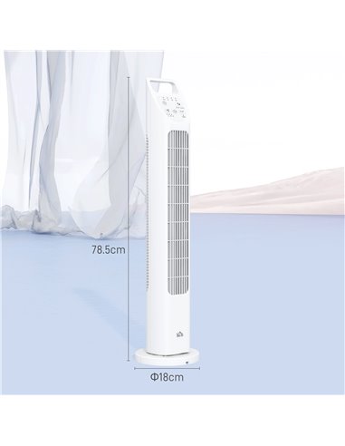 HOMCOM 31" Oscillating Tower Fan w/ Remote Control, 4H Timer, 3 Speed 3 Modes, Quiet Electric Floor Standing Fan for Home Office