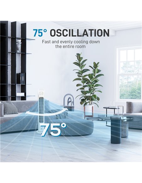 HOMCOM 31" Oscillating Tower Fan w/ Remote Control, 4H Timer, 3 Speed 3 Modes, Quiet Electric Floor Standing Fan for Home Office - pic 88359 | FastDaddyshop
