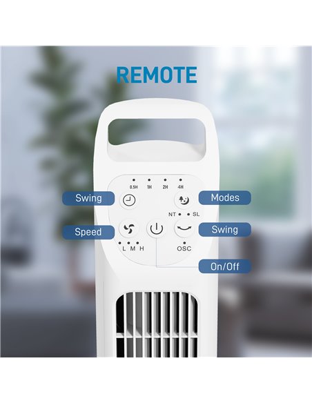 HOMCOM 31" Oscillating Tower Fan w/ Remote Control, 4H Timer, 3 Speed 3 Modes, Quiet Electric Floor Standing Fan for Home Office - pic 88361 | FastDaddyshop