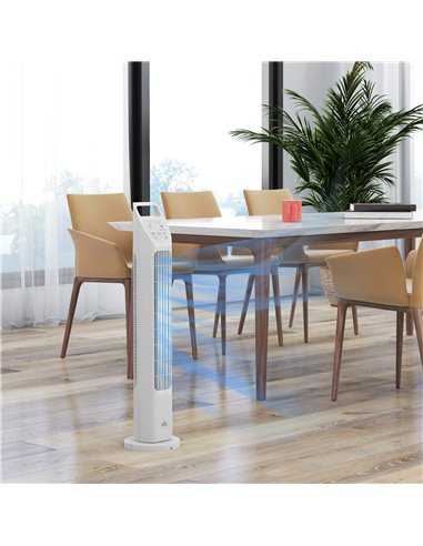 HOMCOM 31" Oscillating Tower Fan w/ Remote Control, 4H Timer, 3 Speed 3 Modes, Quiet Electric Floor Standing Fan for Home Office