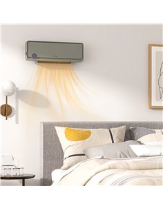 HOMCOM Wall Downflow Heater 2 Heat and Fan 1000W/2000W, Electric Space Heater with Timer Remote Oscillating, for Bedroom Home Of 2