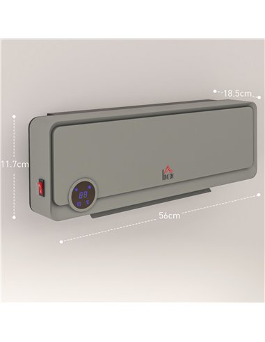 HOMCOM Wall Downflow Heater 2 Heat and Fan 1000W/2000W, Electric Space Heater with Timer Remote Oscillating, for Bedroom Home Of