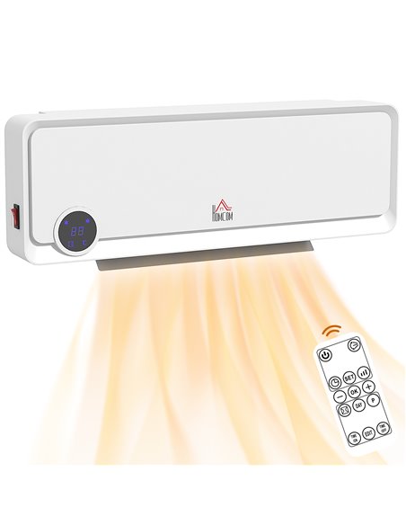 HOMCOM Wall Downflow Heater 2 Heat and Fan 1000W/2000W, Electric Space Heater with Timer Remote Oscillating, for Bedroom Home Of - pic 88373 | FastDaddyshop
