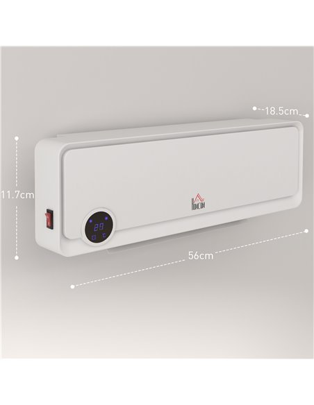HOMCOM Wall Downflow Heater 2 Heat and Fan 1000W/2000W, Electric Space Heater with Timer Remote Oscillating, for Bedroom Home Of - pic 88375 | FastDaddyshop
