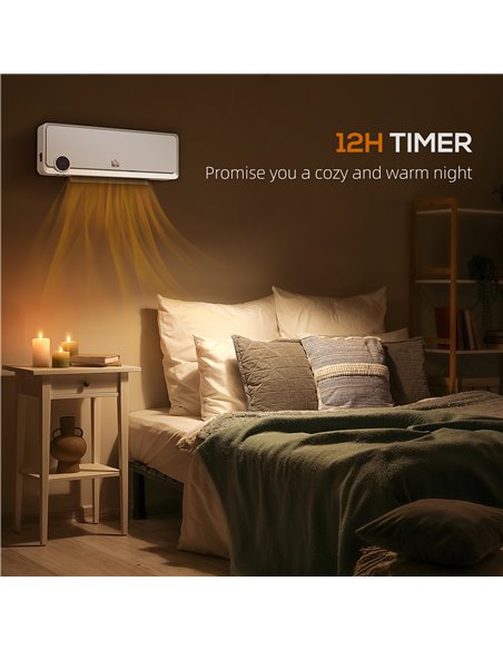 HOMCOM Wall Downflow Heater 2 Heat and Fan 1000W/2000W, Electric Space Heater with Timer Remote Oscillating, for Bedroom Home Of - pic 88376 | FastDaddyshop