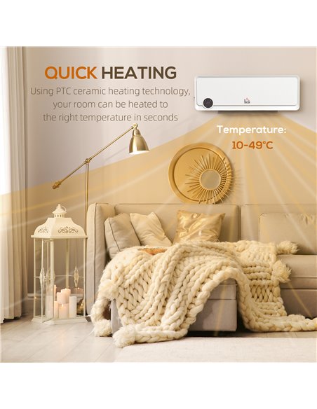 HOMCOM Wall Downflow Heater 2 Heat and Fan 1000W/2000W, Electric Space Heater with Timer Remote Oscillating, for Bedroom Home Of - pic 88378 | FastDaddyshop
