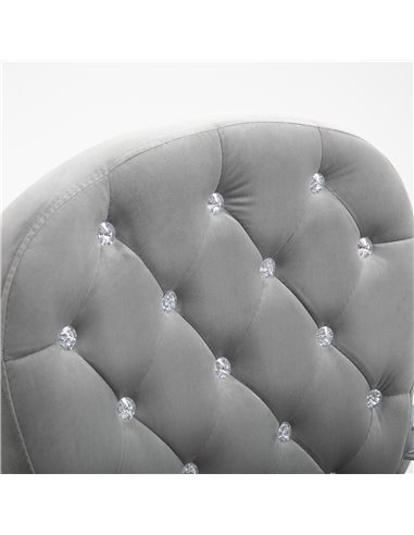 Vinsetto Office Chair Ergonomic Swivel Diamond Tufted Home Work Velour Padded Base 5 Castor Wheels Grey