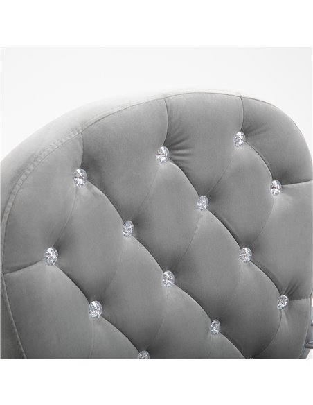 Vinsetto Office Chair Ergonomic Swivel Diamond Tufted Home Work Velour Padded Base 5 Castor Wheels Grey - pic 8838 | FastDaddyshop