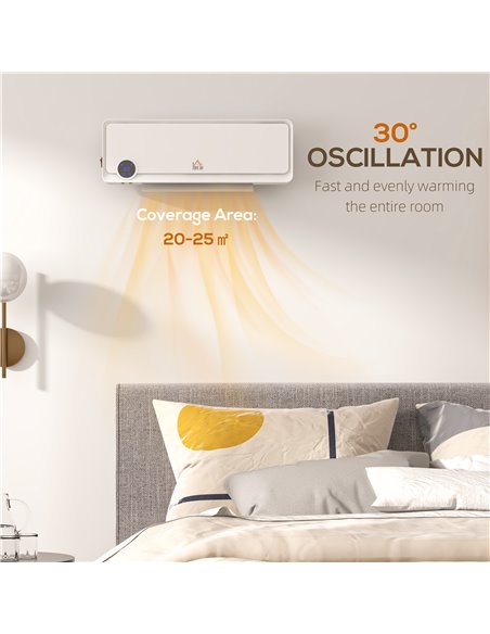 HOMCOM Wall Downflow Heater 2 Heat and Fan 1000W/2000W, Electric Space Heater with Timer Remote Oscillating, for Bedroom Home Of - pic 88380 | FastDaddyshop