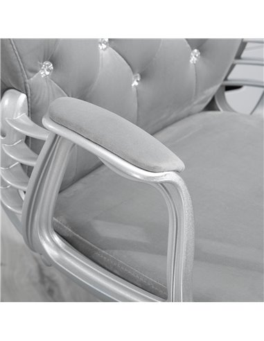 Vinsetto Office Chair Ergonomic Swivel Diamond Tufted Home Work Velour Padded Base 5 Castor Wheels Grey