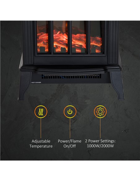 HOMCOM Electric Heater, 1000W/2000W-Black 820-130 - pic 88404 | FastDaddyshop