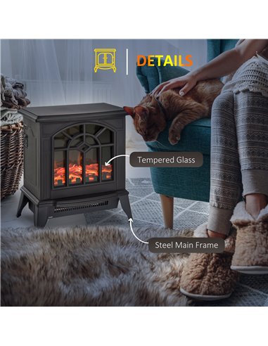 HOMCOM Electric Heater, 1000W/2000W-Black 820-130