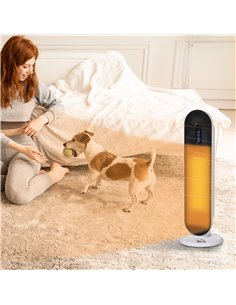 HOMCOM Ceramic Space Heater, Indoor Tower Heater with 45 Degree Oscillation, Remote Control, 24H Timer, Tip-Over & Overheating P 2