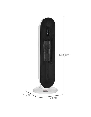 HOMCOM Ceramic Space Heater, Indoor Tower Heater with 45 Degree Oscillation, Remote Control, 24H Timer, Tip-Over & Overheating P