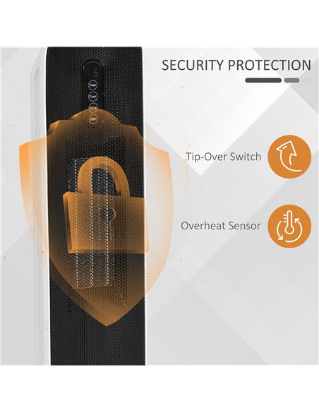 HOMCOM Ceramic Space Heater, Indoor Tower Heater with 45 Degree Oscillation, Remote Control, 24H Timer, Tip-Over & Overheating P - pic 88423 | FastDaddyshop