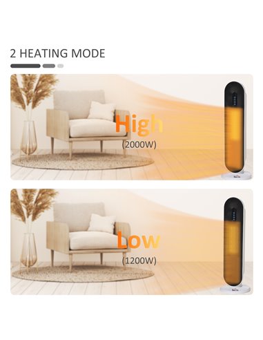 HOMCOM Ceramic Space Heater, Indoor Tower Heater with 45 Degree Oscillation, Remote Control, 24H Timer, Tip-Over & Overheating P