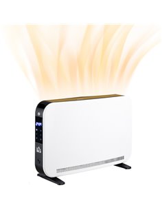 HOMCOM Electric Heater, 2180W Portable Convector Heater with 24H Timer, Overheat Protection, Adjustable Temperature for Home, Wh