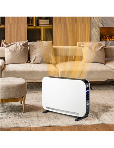 HOMCOM Electric Heater, 2180W Portable Convector Heater with 24H Timer, Overheat Protection, Adjustable Temperature for Home, Wh