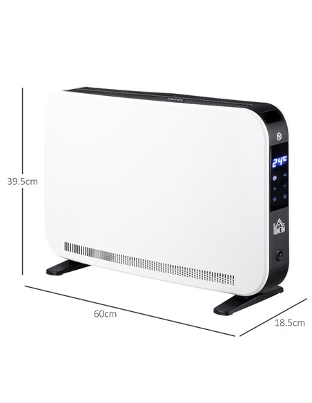HOMCOM Electric Heater, 2180W Portable Convector Heater with 24H Timer, Overheat Protection, Adjustable Temperature for Home, Wh - pic 88483 | FastDaddyshop