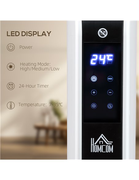 HOMCOM Electric Heater, 2180W Portable Convector Heater with 24H Timer, Overheat Protection, Adjustable Temperature for Home, Wh - pic 88485 | FastDaddyshop