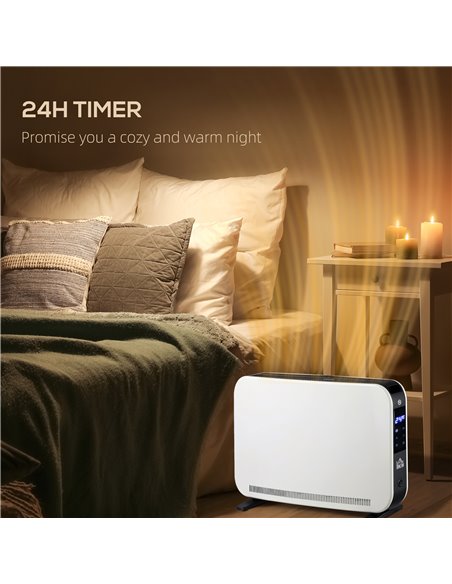 HOMCOM Electric Heater, 2180W Portable Convector Heater with 24H Timer, Overheat Protection, Adjustable Temperature for Home, Wh - pic 88486 | FastDaddyshop