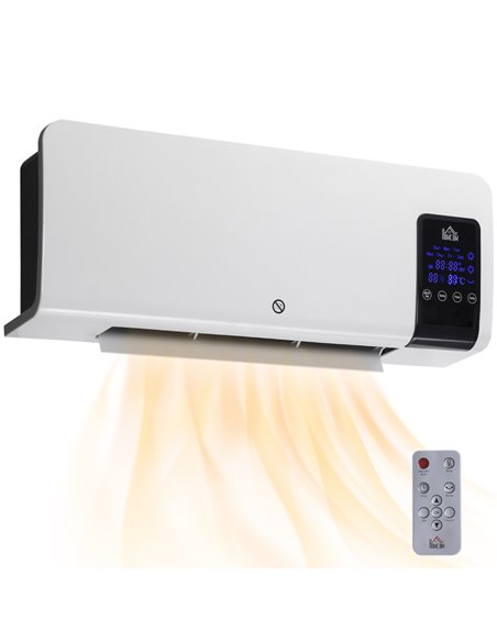 HOMCOM Electric Heater, 2000W Wall Mounted Space Heater with Remote Control, 2 Modes, Timer, Oscillation, Overheat Protection, C - pic 88490 | FastDaddyshop