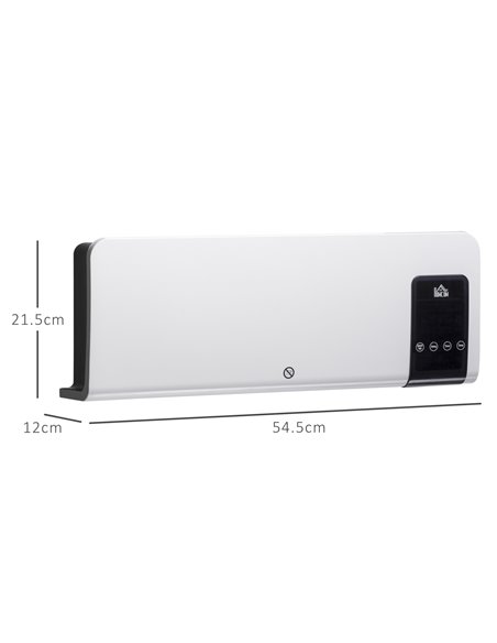 HOMCOM Electric Heater, 2000W Wall Mounted Space Heater with Remote Control, 2 Modes, Timer, Oscillation, Overheat Protection, C - pic 88492 | FastDaddyshop