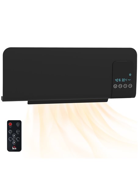 HOMCOM Electric Heater, 2000W Wall Mounted Space Heater with Remote Control, 2 Modes, Timer, Oscillation, Overheat Protection, C - pic 88499 | FastDaddyshop