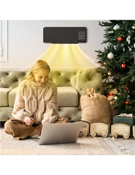 HOMCOM Electric Heater, 2000W Wall Mounted Space Heater with Remote Control, 2 Modes, Timer, Oscillation, Overheat Protection, C - pic 88500 | FastDaddyshop