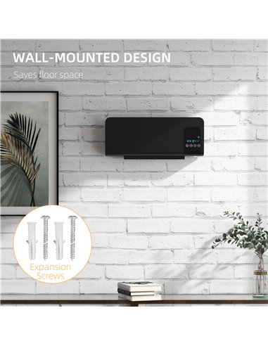 HOMCOM Electric Heater, 2000W Wall Mounted Space Heater with Remote Control, 2 Modes, Timer, Oscillation, Overheat Protection, C